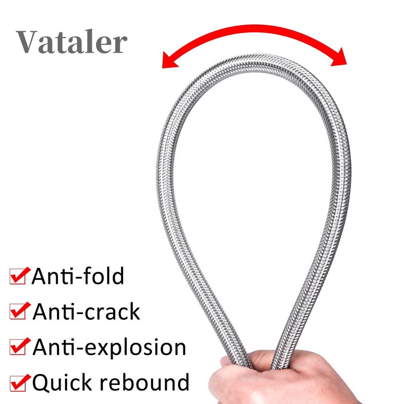 Vataler Faucet Line Connector Braided 304 Stainless Steel Supply Hose 1/2" I.P. Female Thread to 1/2" I.P. Female Straight Thread Faucet Hose Replacement (One Pair) - Image 5